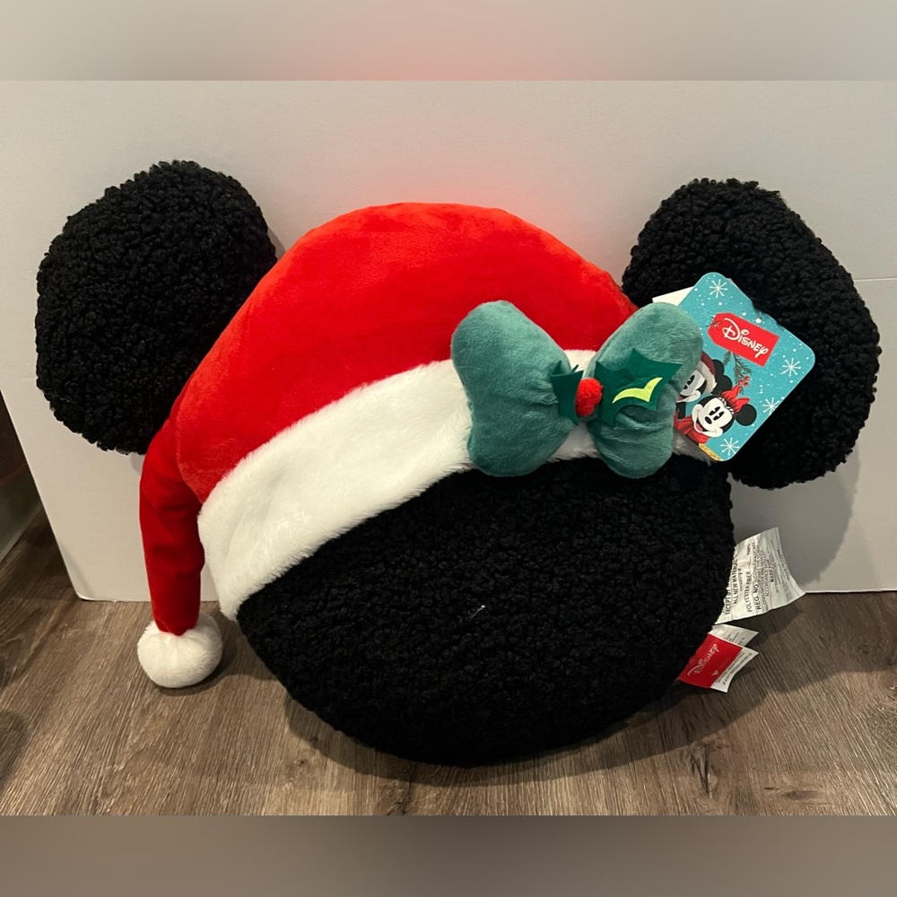 Adorable Disney Santa Hat Mickey Mouse Pillow- NWT